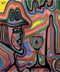 persona con copa y botella